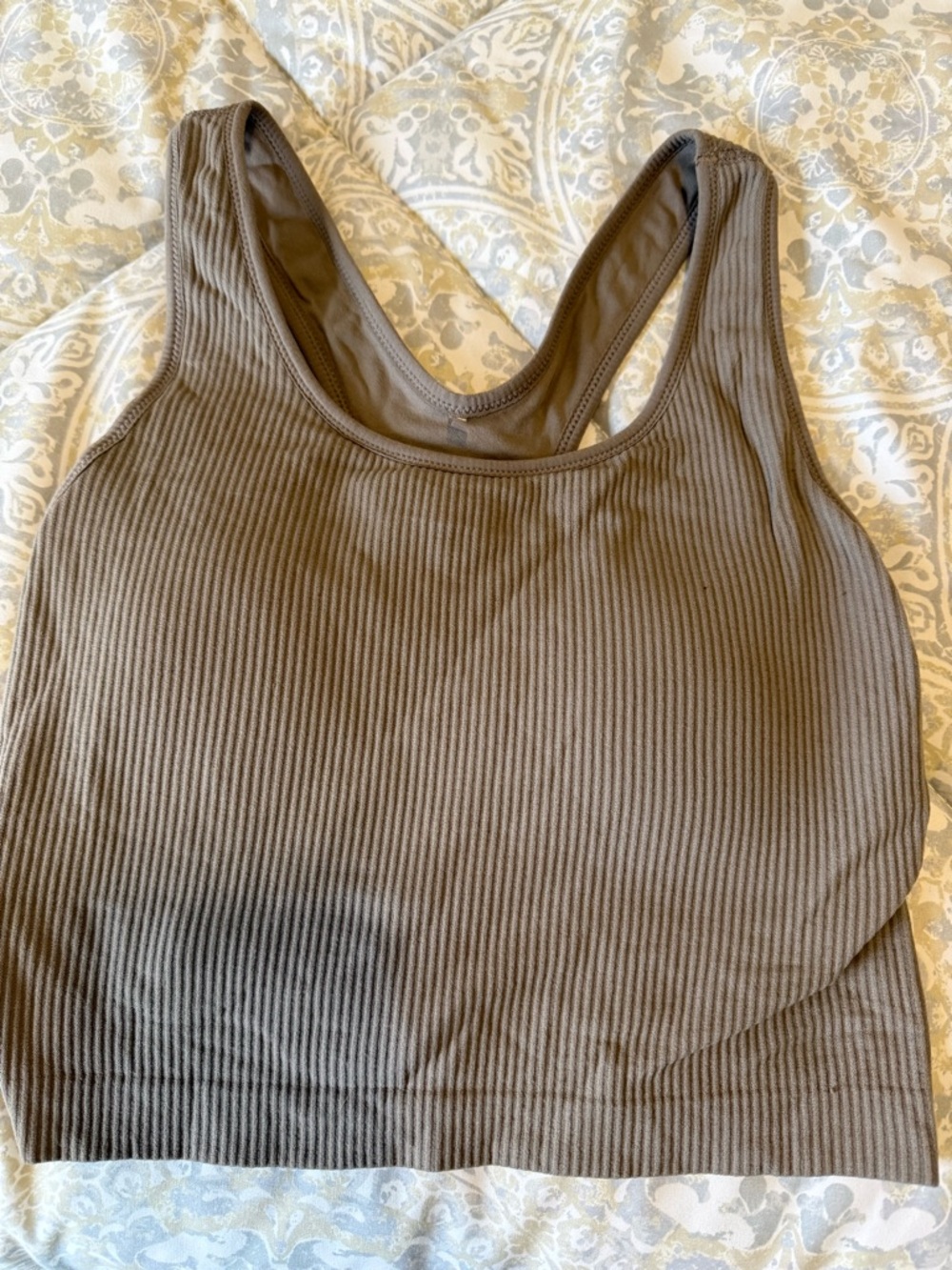 Calla Ribbed Scoop Neck Tank Top in Taupe size XS